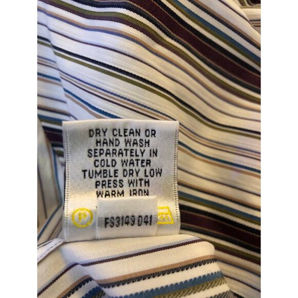 Bugatchi Shirt Mens Sz Medium Purple Striped Flip Cuff Long Sleeve Button Up - Picture 7 of 8